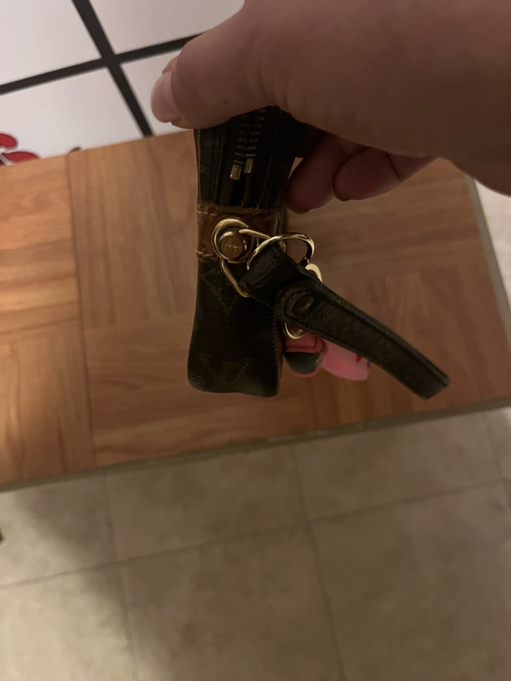 Louis Vuitton Brown Monogram Clutch with Pink Charm - Picture 7 of 13